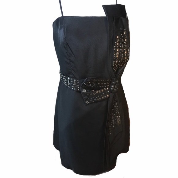 Lulumari Dresses & Skirts - Large Black Dress Cocktail Short Unique Lulumari Beaded Sequin Bow Party NWOT